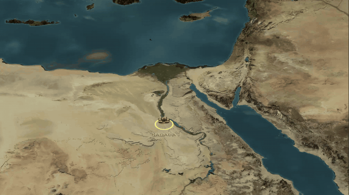 Tutankhamun mission selection menu in motion