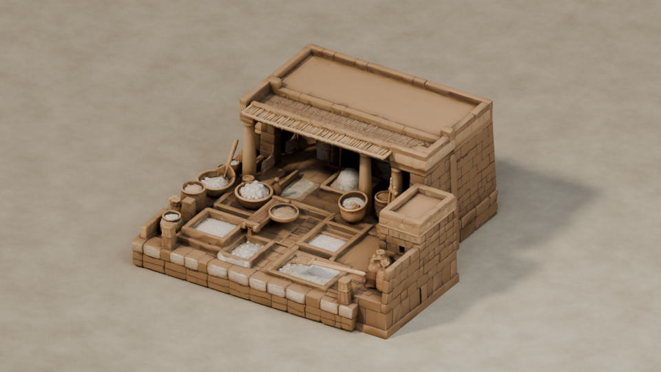 Natron Works asset study. The sand backdrop is a showcase setting, not a placement demonstration.